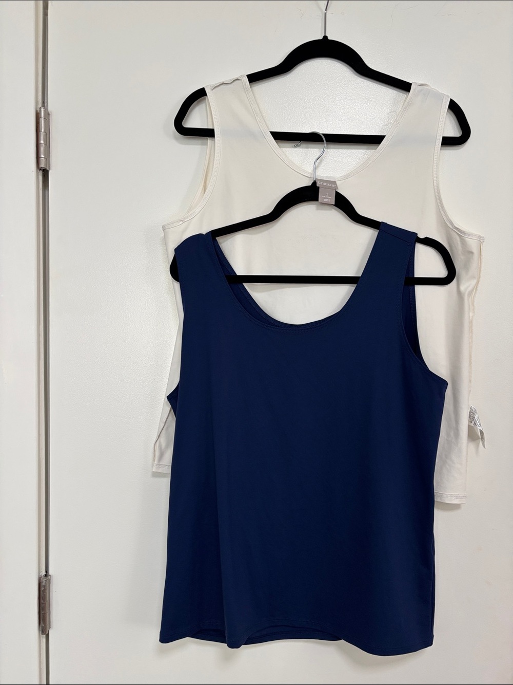 Chico's Navy and Cream Scoop Tank Duo